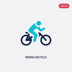 two color riding bicycle vector icon from gym and fitness concept. isolated blue riding bicycle vector sign symbol can be use for web, mobile and logo. eps 10