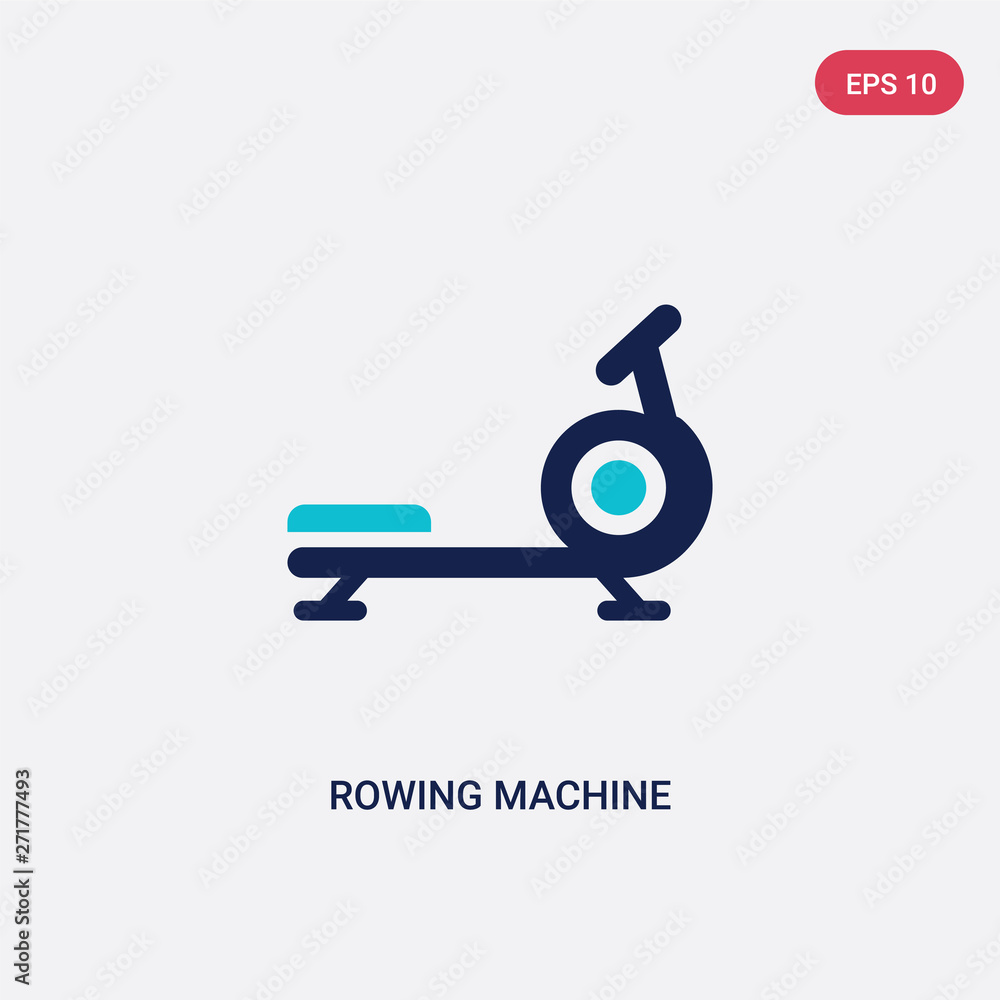 Poster two color rowing machine vector icon from gym and fitness concept. isolated blue rowing machine vect