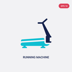 two color running machine vector icon from gym and fitness concept. isolated blue running machine vector sign symbol can be use for web, mobile and logo. eps 10