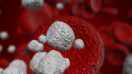Illustration of white blood cells and red blood cells used in medicine or science