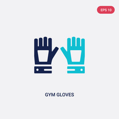 Fototapeta premium two color gym gloves vector icon from gym equipment concept. isolated blue gym gloves vector sign symbol can be use for web, mobile and logo. eps 10