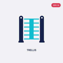 two color trellis vector icon from gym equipment concept. isolated blue trellis vector sign symbol can be use for web, mobile and logo. eps 10