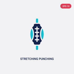 two color stretching punching ball vector icon from gym and fitness concept. isolated blue stretching punching ball vector sign symbol can be use for web, mobile and logo. eps 10