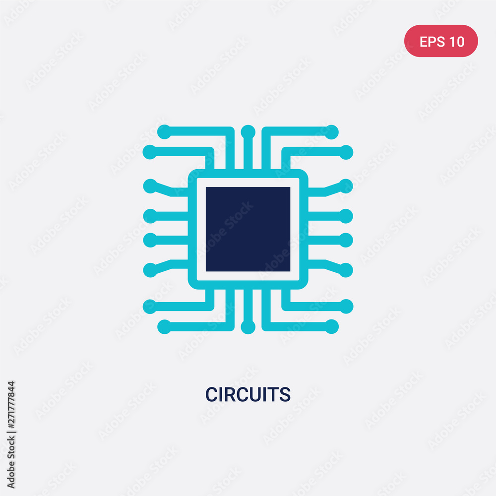 Poster two color circuits vector icon from hardware concept. isolated blue circuits vector sign symbol can 