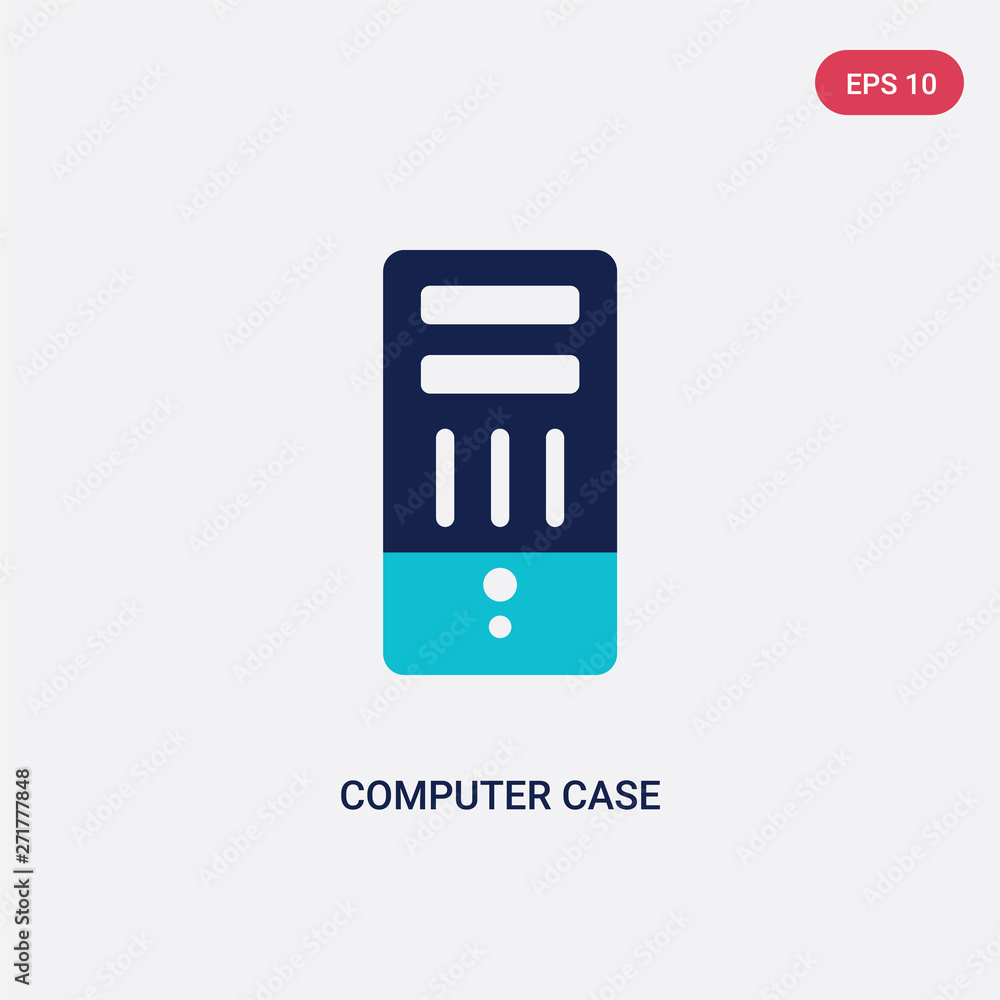 Poster two color computer case vector icon from hardware concept. isolated blue computer case vector sign s