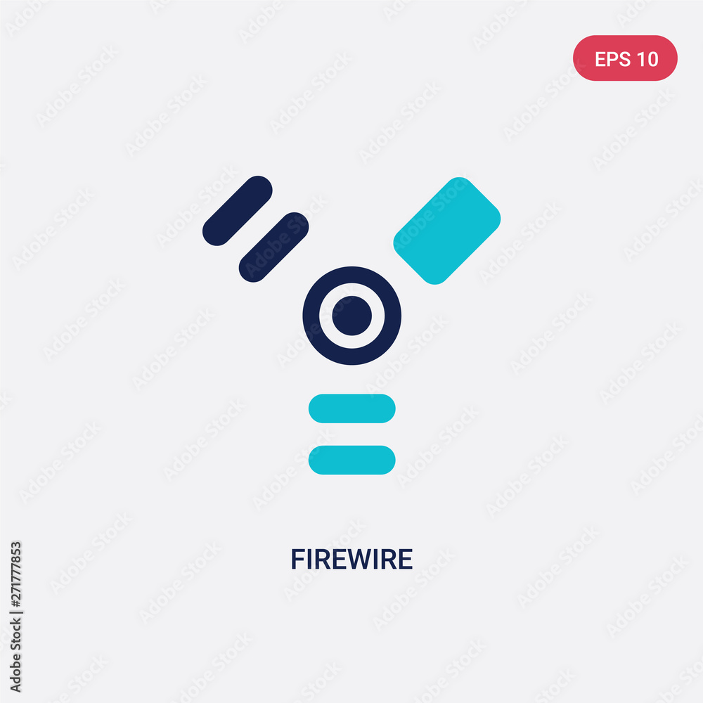 Poster two color firewire vector icon from hardware concept. isolated blue firewire vector sign symbol can 