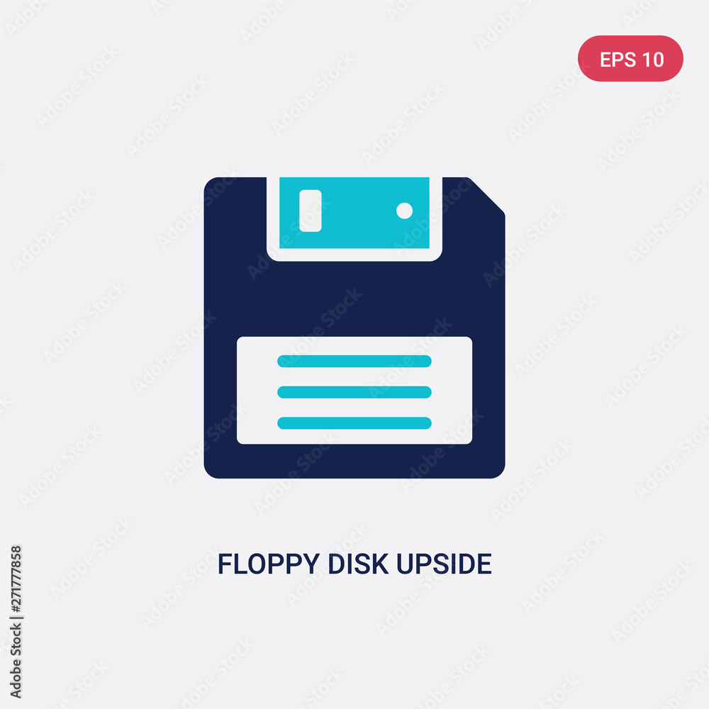 Poster two color floppy disk upside down vector icon from hardware concept. isolated blue floppy disk upsid