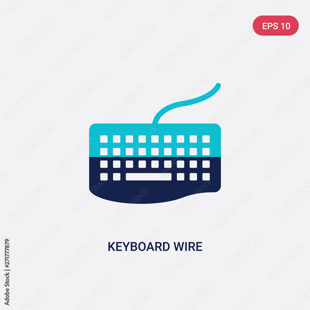 Poster two color keyboard wire vector icon from hardware concept. isolated blue keyboard wire vector sign s