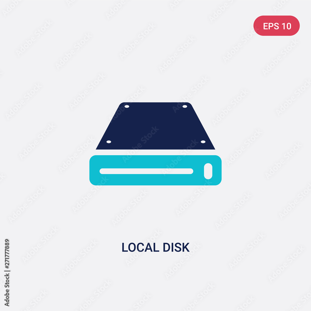 Poster two color local disk vector icon from hardware concept. isolated blue local disk vector sign symbol 