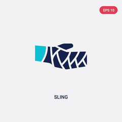 two color sling vector icon from hands and gestures concept. isolated blue sling vector sign symbol can be use for web, mobile and logo. eps 10
