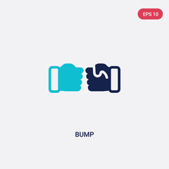 two color bump vector icon from hands and gestures concept. isolated blue bump vector sign symbol can be use for web, mobile and logo. eps 10