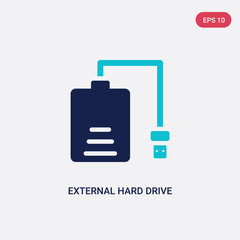 two color external hard drive vector icon from hardware concept. isolated blue external hard drive vector sign symbol can be use for web, mobile and logo. eps 10