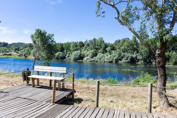Moncao north of Portugal. Natural park with leisure area with walkways, the river Minho and beautiful vegetation