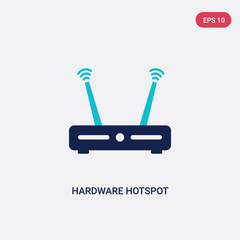 two color hardware hotspot vector icon from hardware concept. isolated blue hardware hotspot vector sign symbol can be use for web, mobile and logo. eps 10