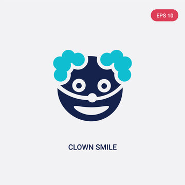 two color clown smile vector icon from halloween concept. isolated blue clown smile vector sign symbol can be use for web, mobile and logo. eps 10
