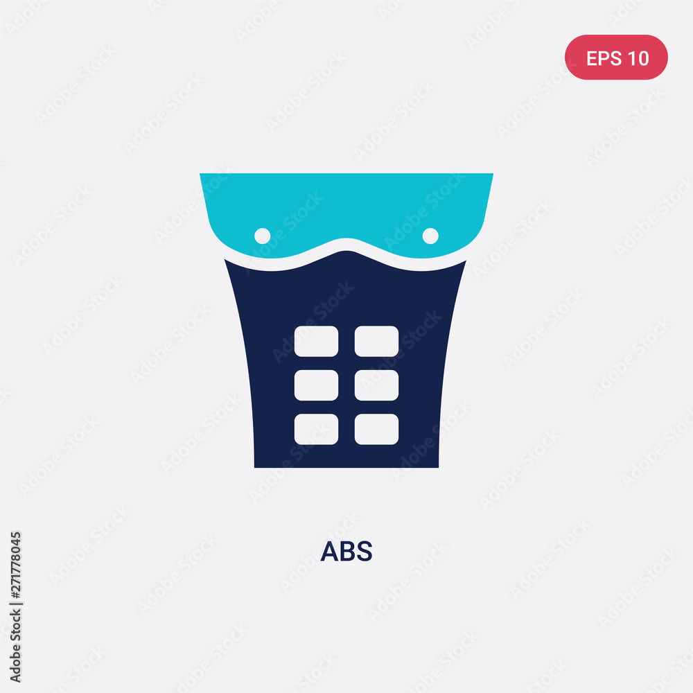 Poster two color abs vector icon from health concept. isolated blue abs vector sign symbol can be use for w