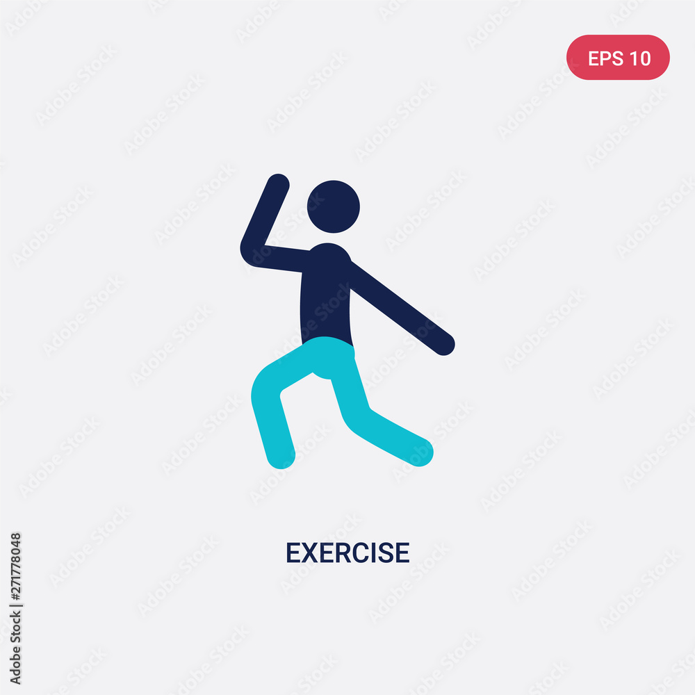 Poster two color exercise vector icon from health concept. isolated blue exercise vector sign symbol can be
