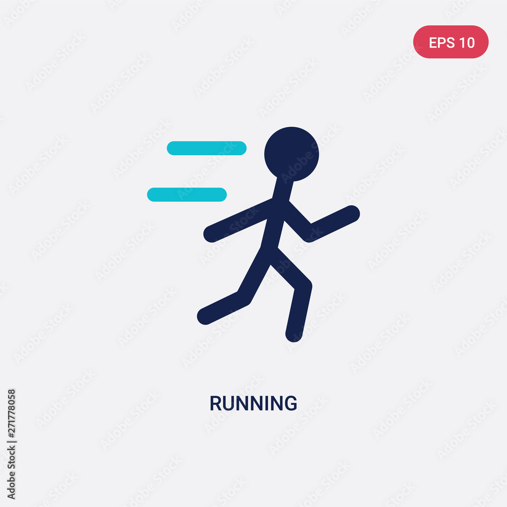 Poster two color running vector icon from health concept. isolated blue running vector sign symbol can be u
