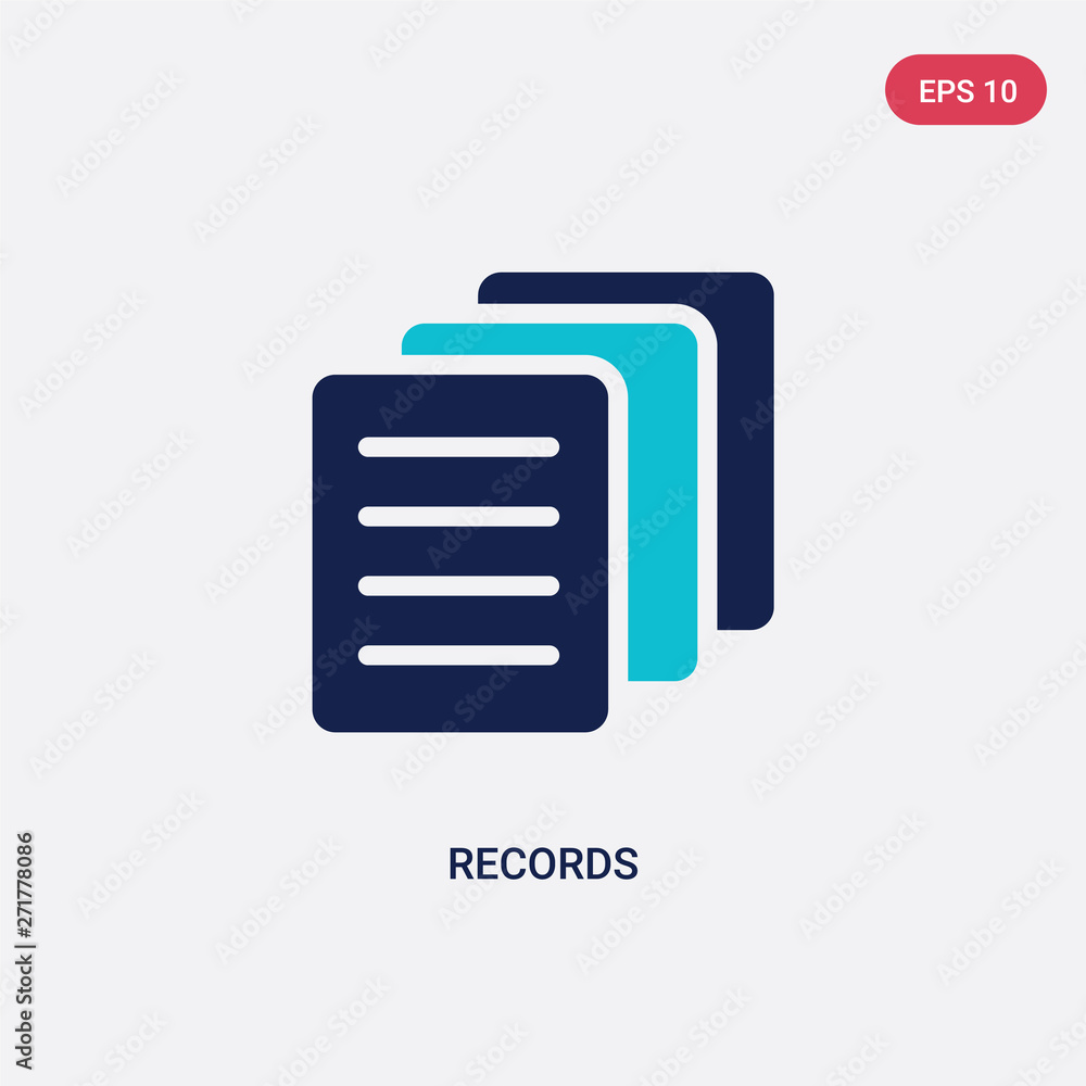 Poster two color records vector icon from health concept. isolated blue records vector sign symbol can be u