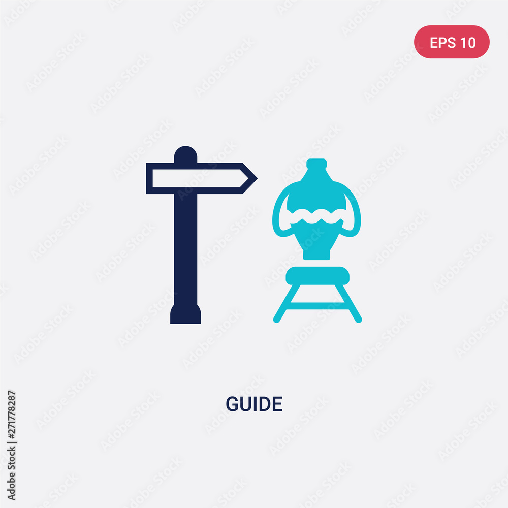 Poster two color guide vector icon from history concept. isolated blue guide vector sign symbol can be use 
