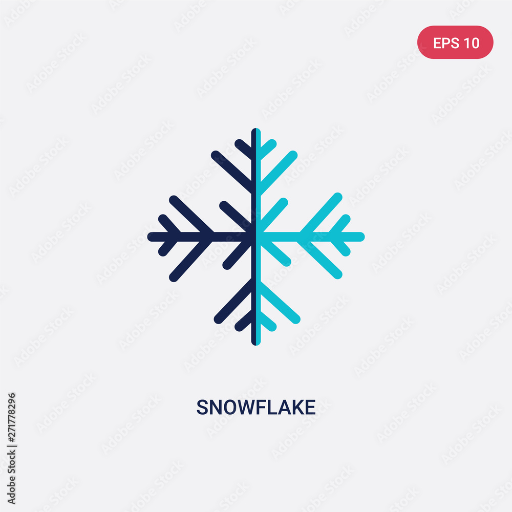 Poster two color snowflake vector icon from hockey concept. isolated blue snowflake vector sign symbol can 