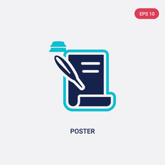 two color poster vector icon from history concept. isolated blue poster vector sign symbol can be use for web, mobile and logo. eps 10