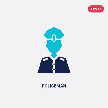 two color policeman vector icon from history concept. isolated blue policeman vector sign symbol can be use for web, mobile and logo. eps 10