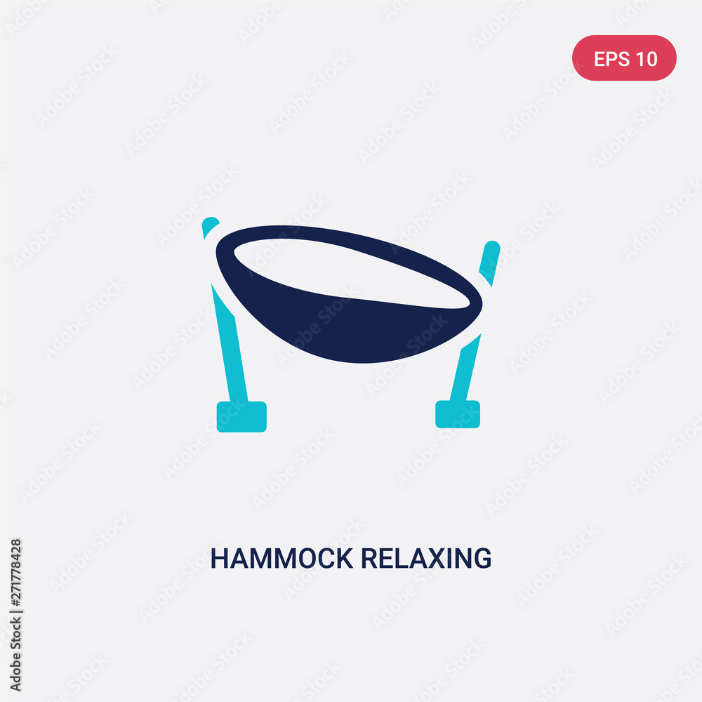 Poster two color hammock relaxing vector icon from holidays concept. isolated blue hammock relaxing vector 