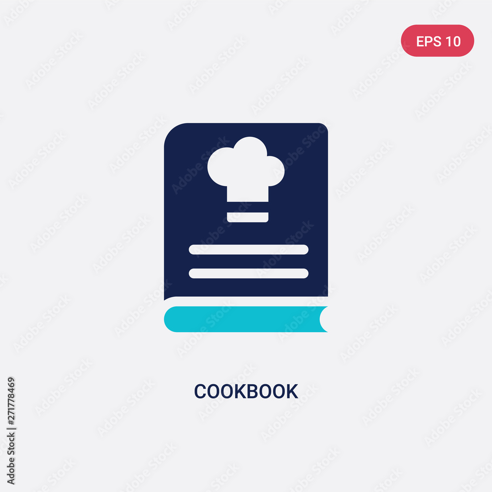 Poster two color cookbook vector icon from hotel and restaurant concept. isolated blue cookbook vector sign