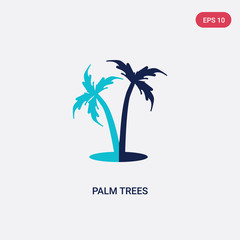 Obraz premium two color palm trees vector icon from holidays concept. isolated blue palm trees vector sign symbol can be use for web, mobile and logo. eps 10