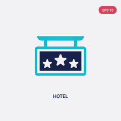 two color hotel vector icon from hotel and restaurant concept. isolated blue hotel vector sign symbol can be use for web, mobile and logo. eps 10