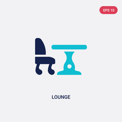 two color lounge vector icon from hotel and restaurant concept. isolated blue lounge vector sign symbol can be use for web, mobile and logo. eps 10