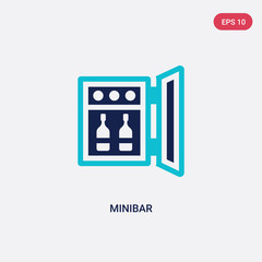 two color minibar vector icon from hotel and restaurant concept. isolated blue minibar vector sign symbol can be use for web, mobile and logo. eps 10