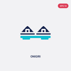 two color onigiri vector icon from hotel and restaurant concept. isolated blue onigiri vector sign symbol can be use for web, mobile and logo. eps 10