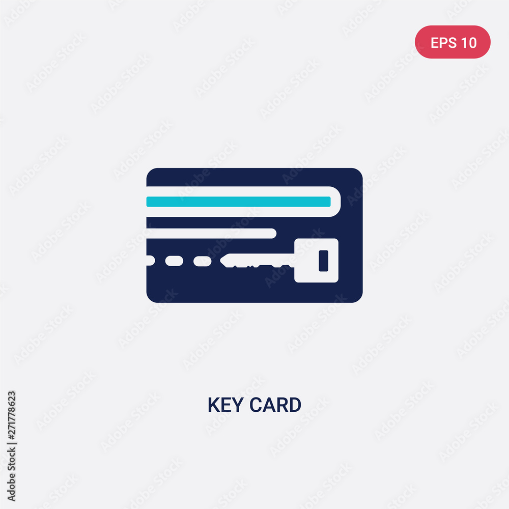 Poster two color key card vector icon from hotel concept. isolated blue key card vector sign symbol can be 