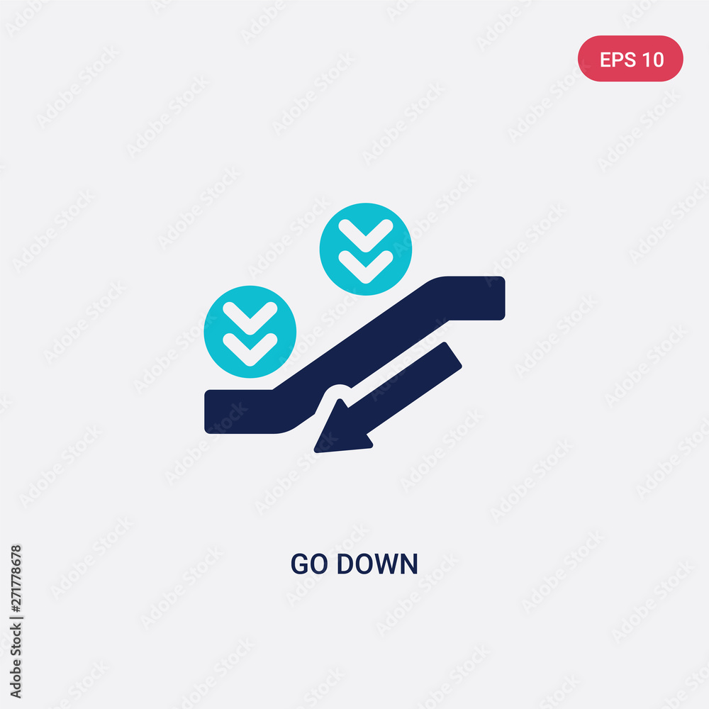 Aufkleber two color go down vector icon from accommodation concept. isolated blue go down vector sign symbol c