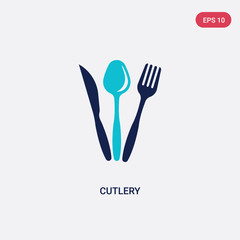 two color cutlery vector icon from hotel concept. isolated blue cutlery vector sign symbol can be use for web, mobile and logo. eps 10