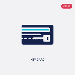two color key card vector icon from hotel concept. isolated blue key card vector sign symbol can be use for web, mobile and logo. eps 10