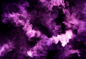 fusion of purple smoke in motion isolated on black background