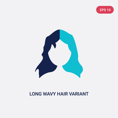 two color long wavy hair variant vector icon from human body parts concept. isolated blue long wavy hair variant vector sign symbol can be use for web, mobile and logo. eps 10