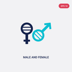 two color male and female gender vector icon from human body parts concept. isolated blue male and female gender vector sign symbol can be use for web, mobile and logo. eps 10