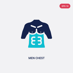 two color men chest vector icon from human body parts concept. isolated blue men chest vector sign symbol can be use for web, mobile and logo. eps 10