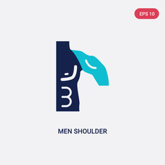 two color men shoulder vector icon from human body parts concept. isolated blue men shoulder vector sign symbol can be use for web, mobile and logo. eps 10
