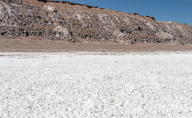 The Moon Valley area (Valle de la Luna) of geological formation of stone and sand located in the...