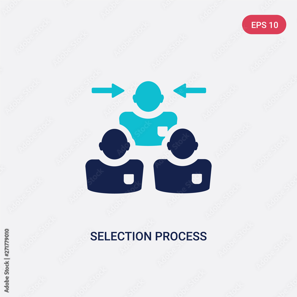Poster two color selection process vector icon from human resources concept. isolated blue selection proces