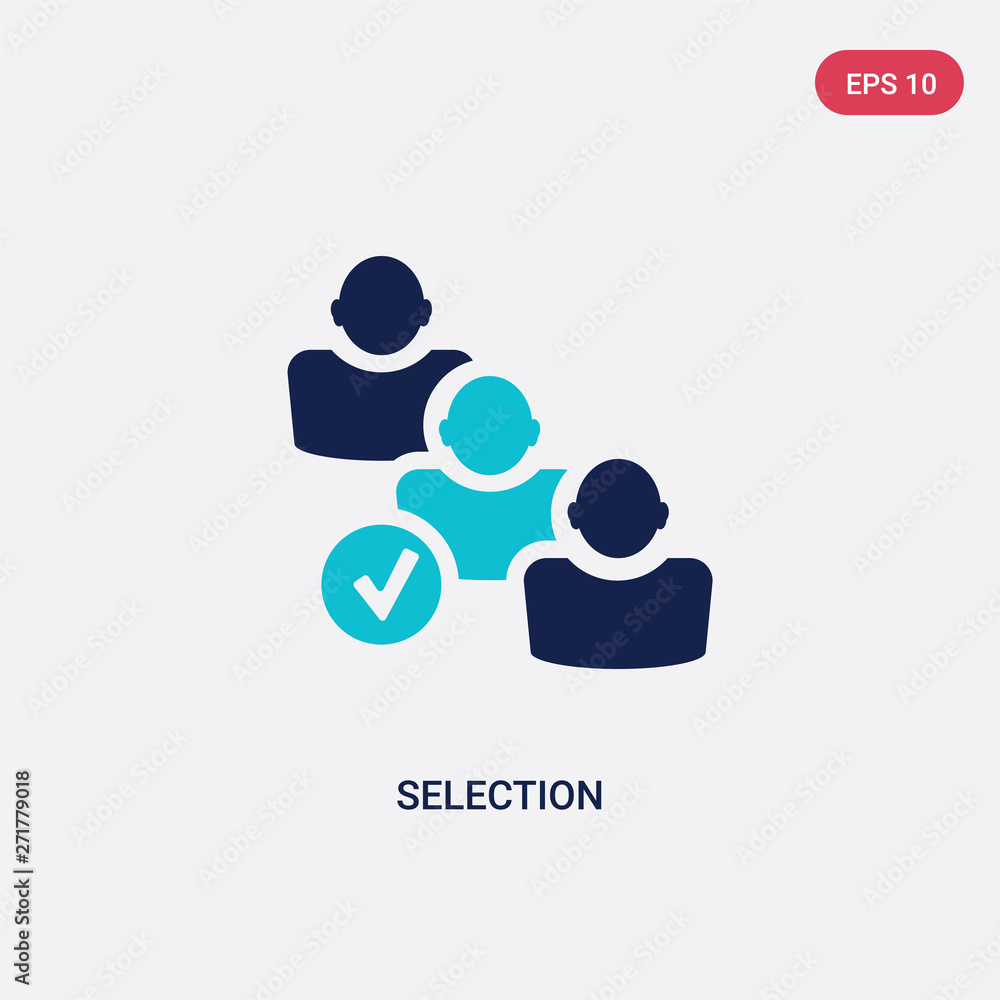 Poster two color selection vector icon from human resources concept. isolated blue selection vector sign sy