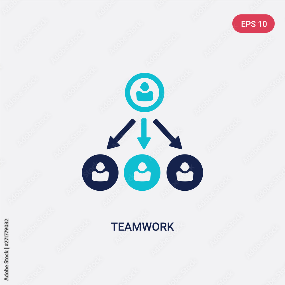 Poster two color teamwork vector icon from human resources concept. isolated blue teamwork vector sign symb