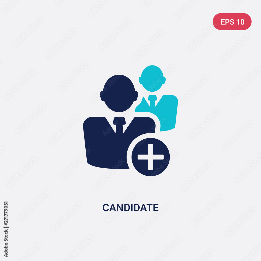 Poster two color candidate vector icon from human resources concept. isolated blue candidate vector sign sy