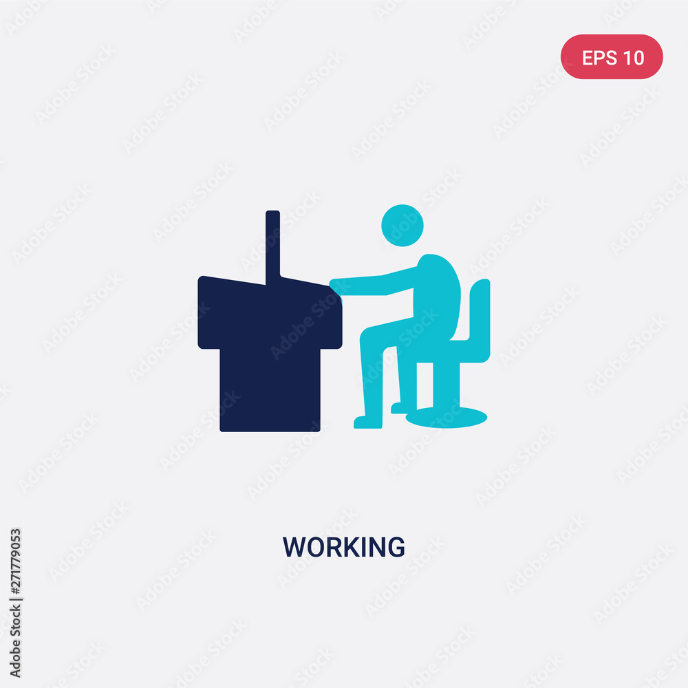 Poster two color working vector icon from human resources concept. isolated blue working vector sign symbol