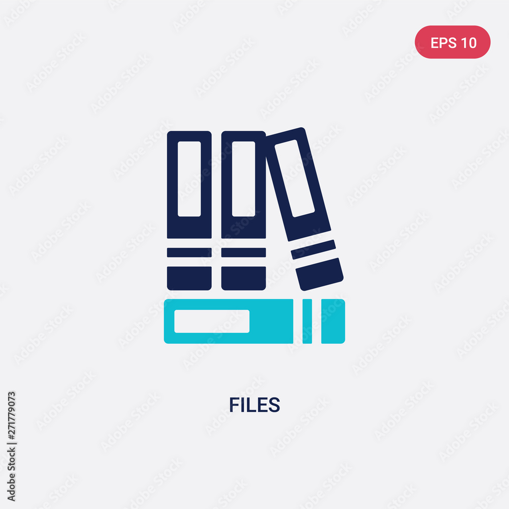 Poster two color files vector icon from human resources concept. isolated blue files vector sign symbol can